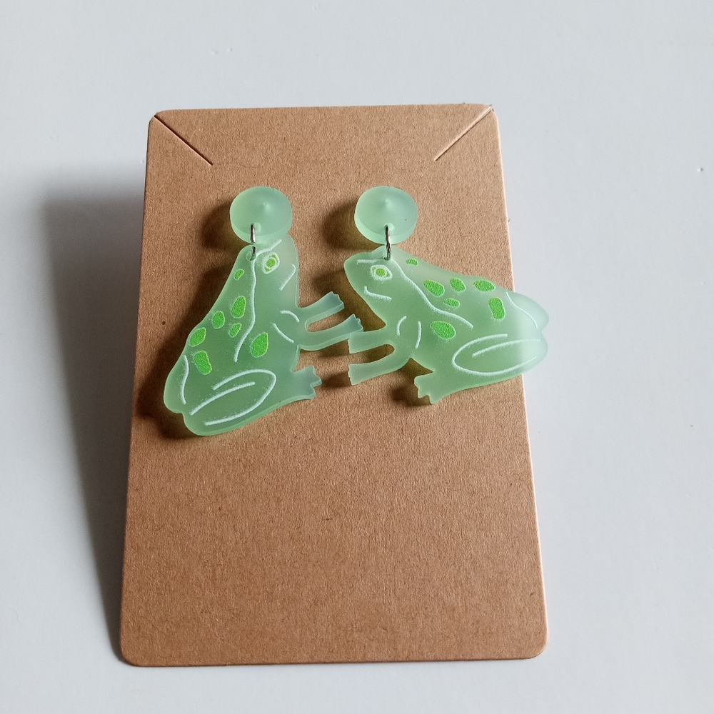 Green Frog Earrings